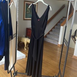 Sleeveless black dress M , full bottom, tie belt | NWOT